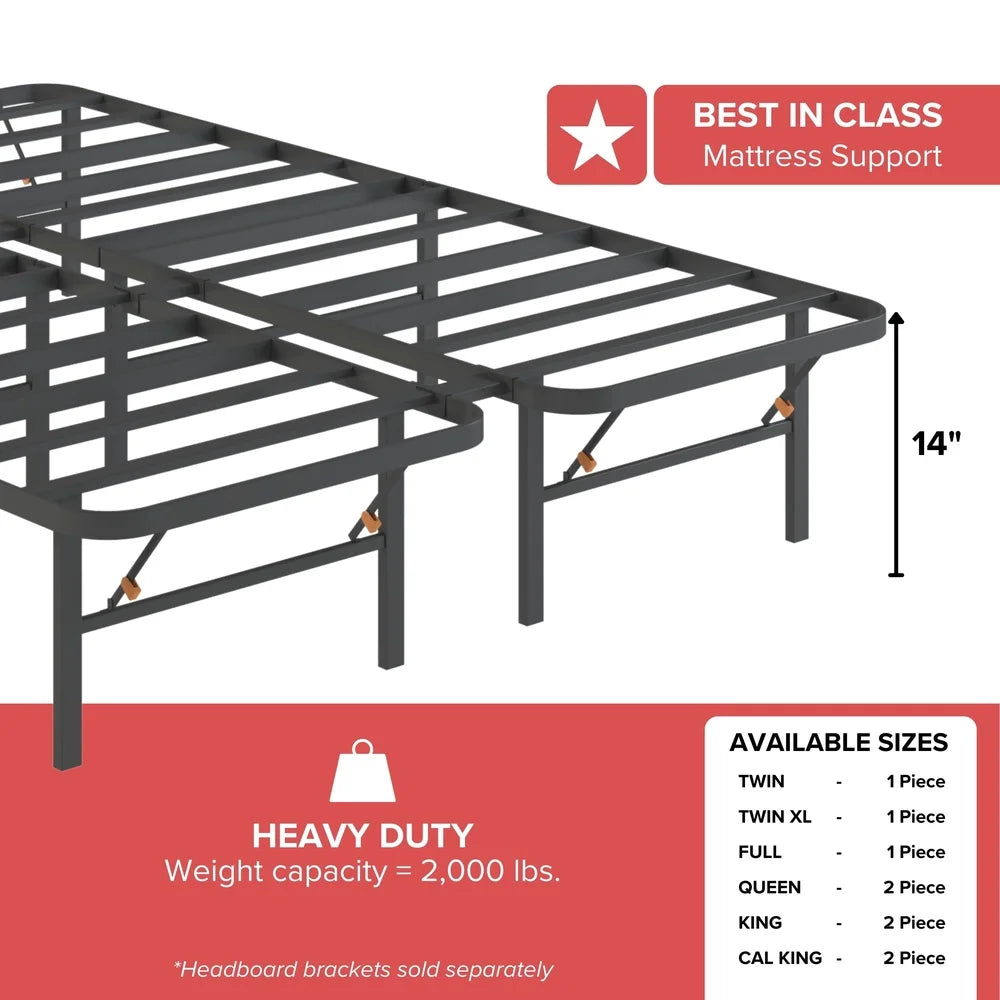 Sturdy Steel Platform Bed Frame With Foldable Storage Easy Assembly