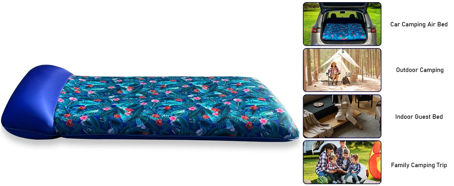 Oversized Fabric-Covered Inflatable Pool Lounger with Headrest