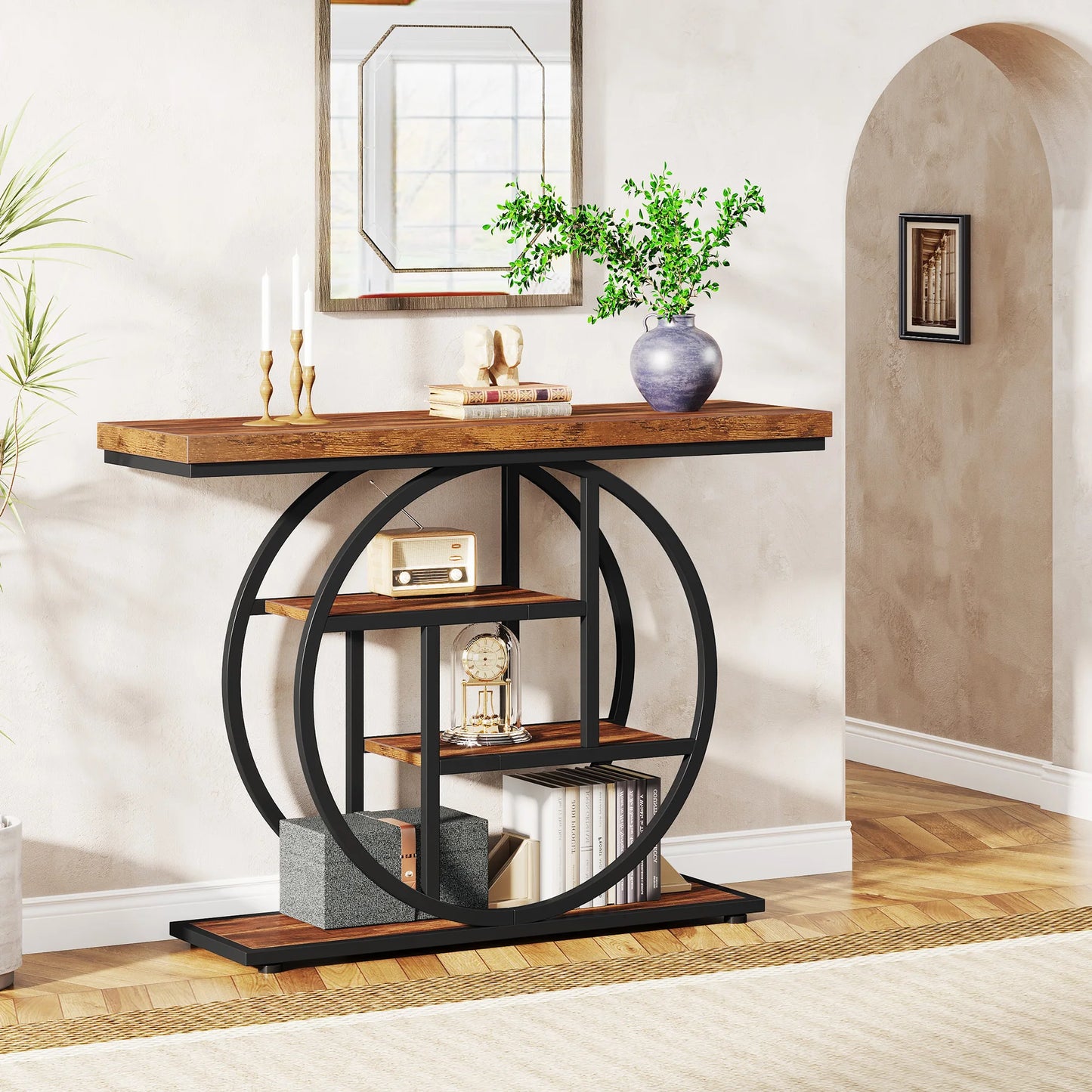 Industrial Console Table For Narrow Entryway Hallway Thick Top