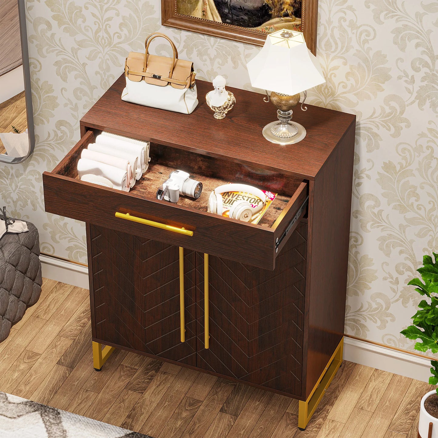 Tribesigns Modern Shoe Cabinet With Doors And Drawer Organizer