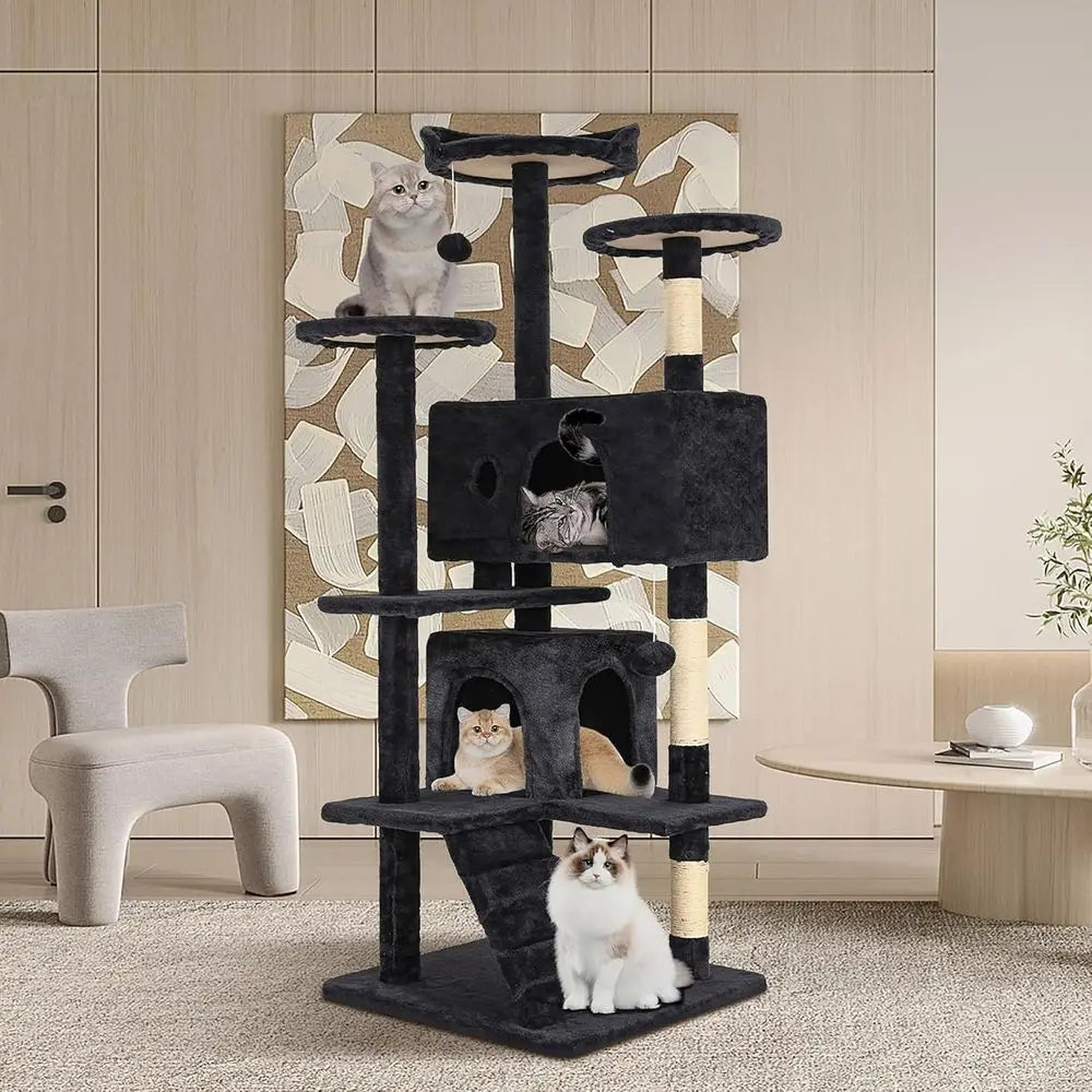 Indoor Cat Tree With Dangling Ball And Scratching Posts