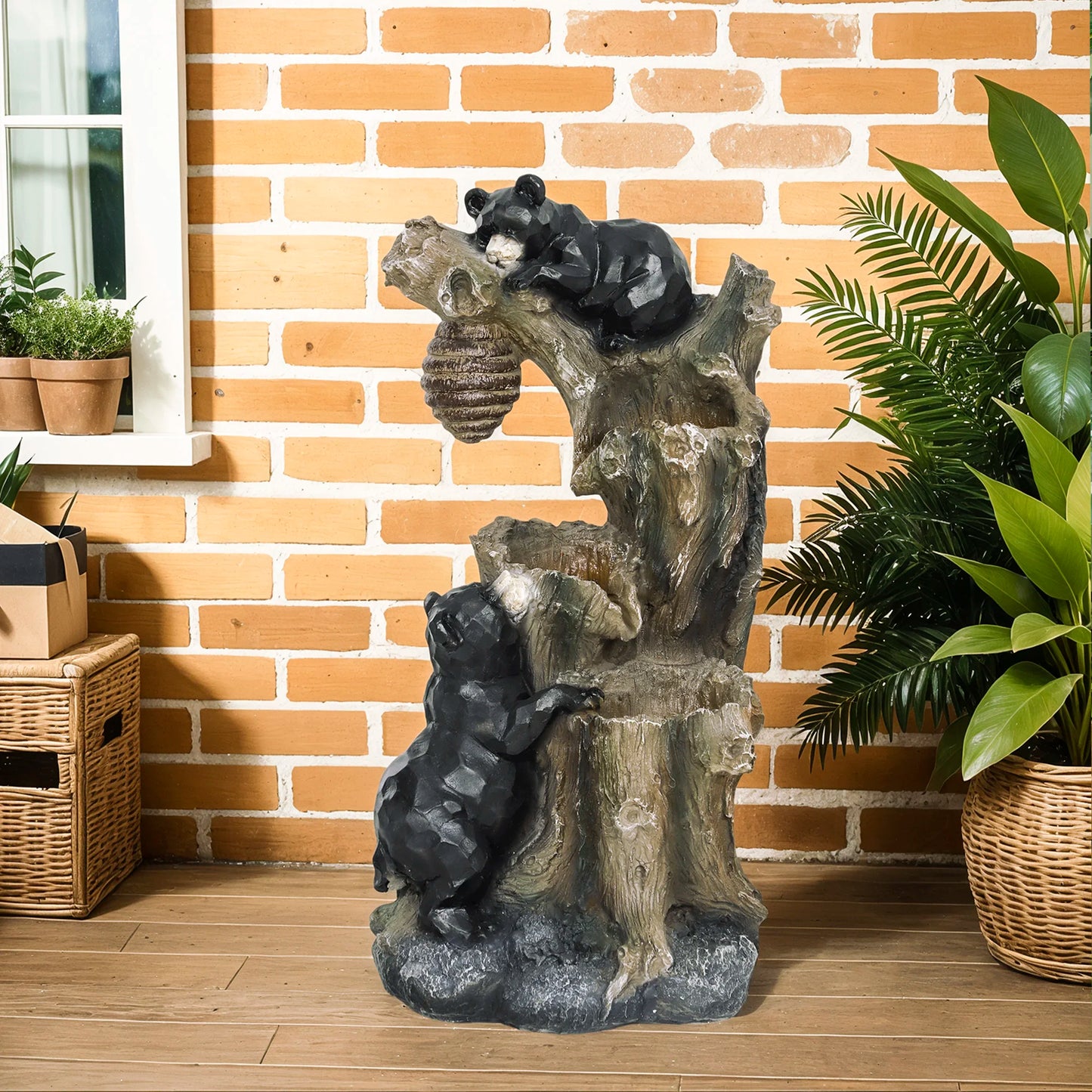 Outdoor Tiered Water Fountain With LED Lights And Pump