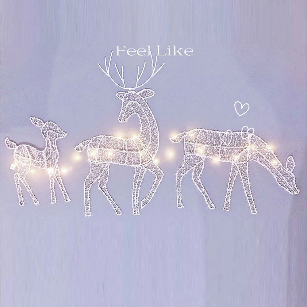 DIY Reindeer Ornaments Battery Powered Iron Art Decor