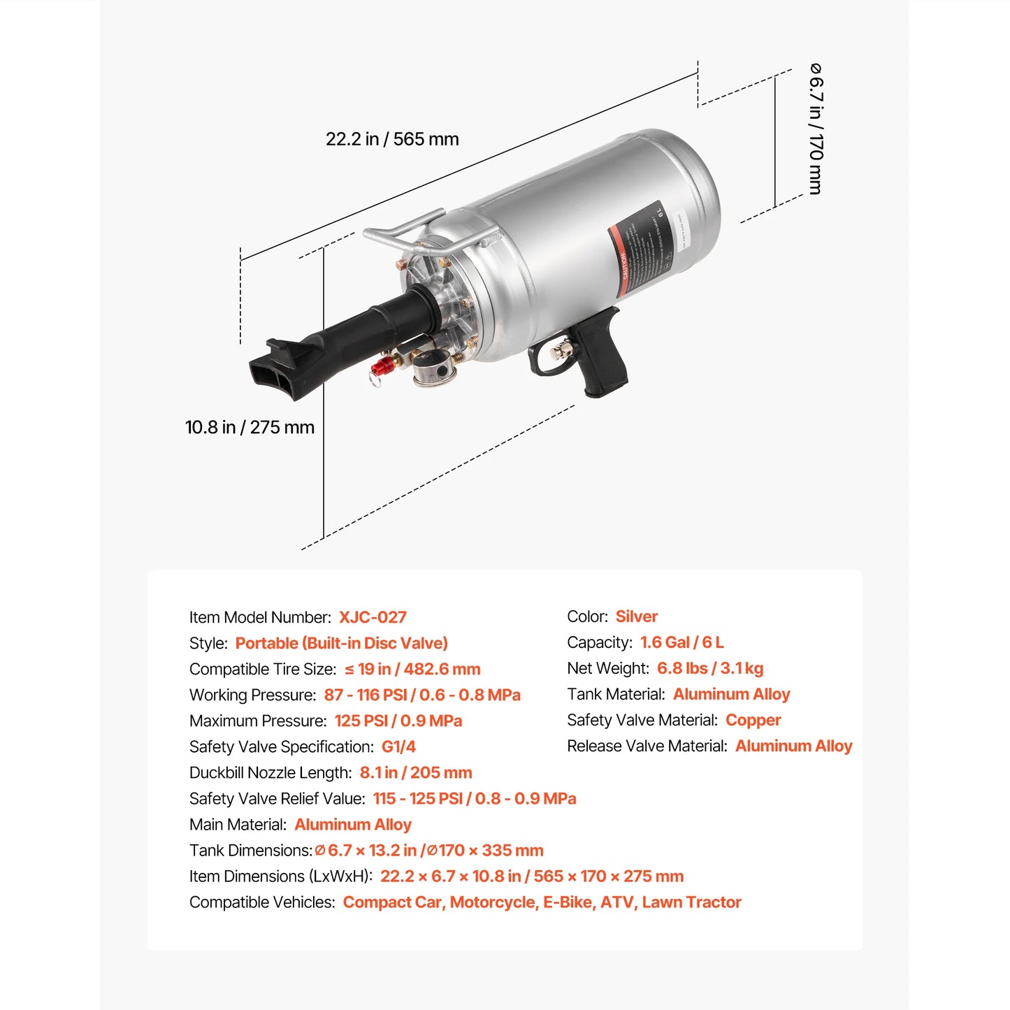 SucceBuy Portable Tire Bead Seater And Inflator Tool For Cars