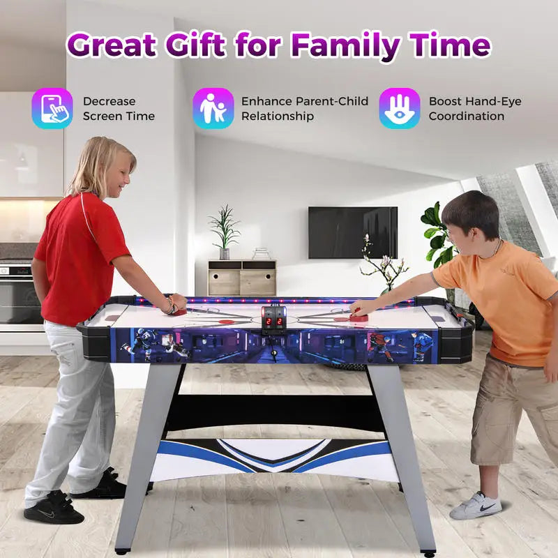 Air Powered Hockey Table With Pushers And Pucks For Fun