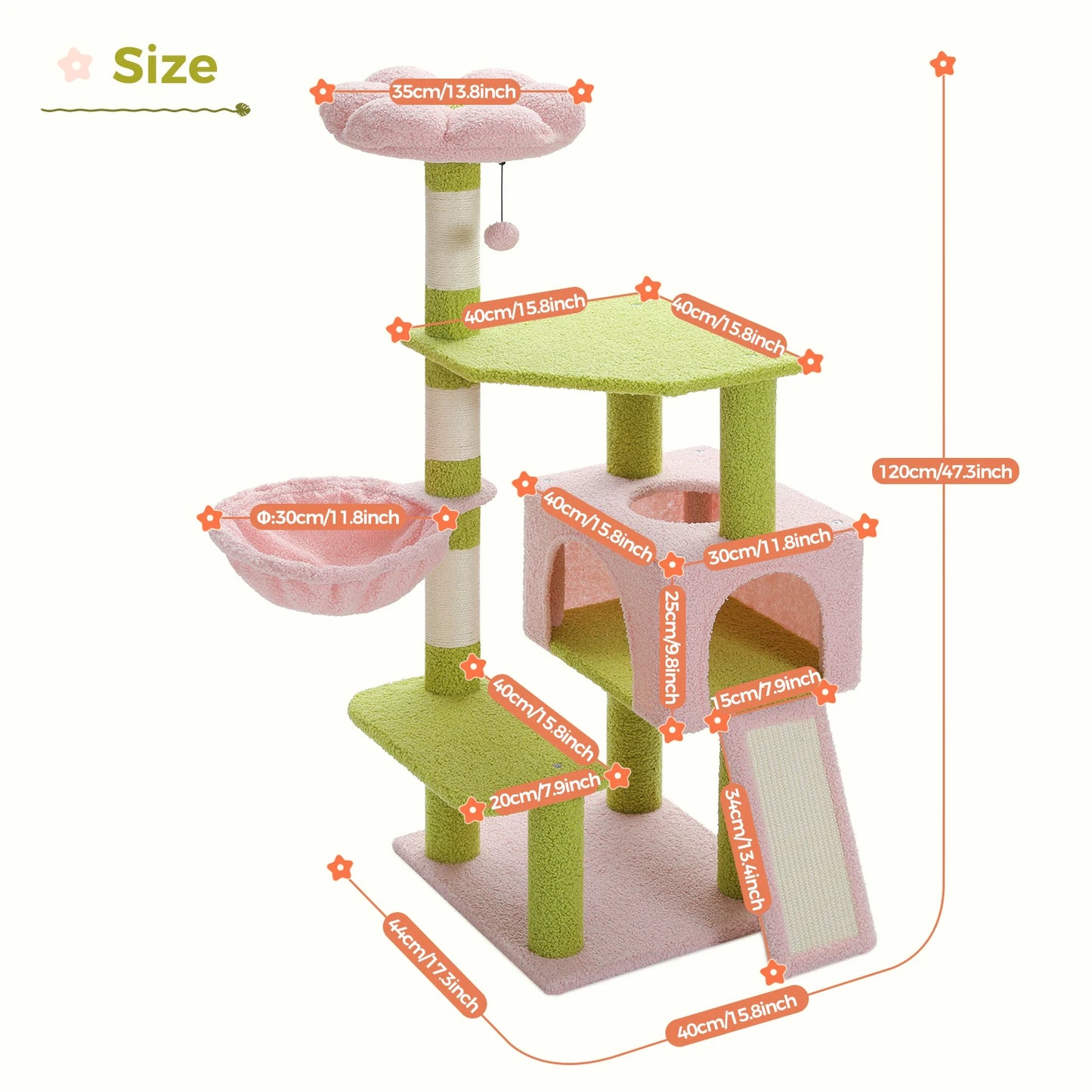 Flower Cat Tree Tower with Scratching Posts for Playful Cats