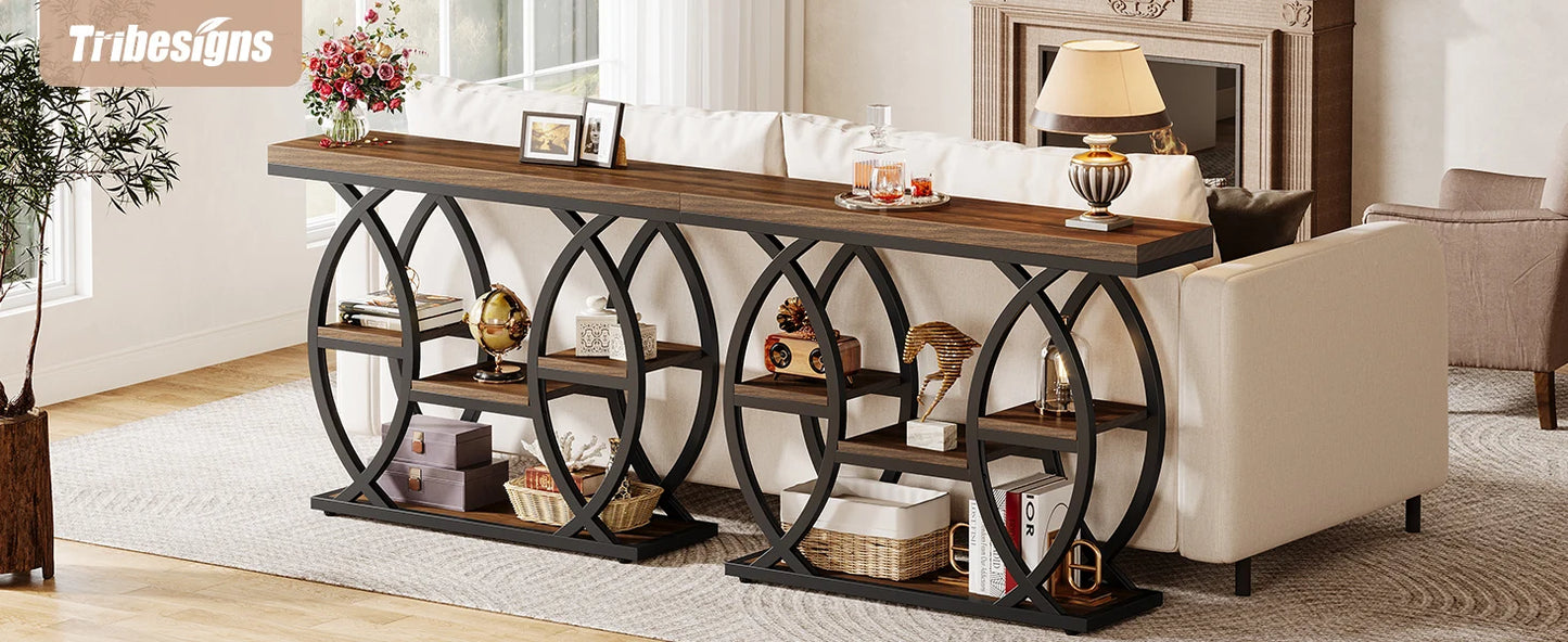 Industrial Console Table For Narrow Entryway Hallway Thick Top