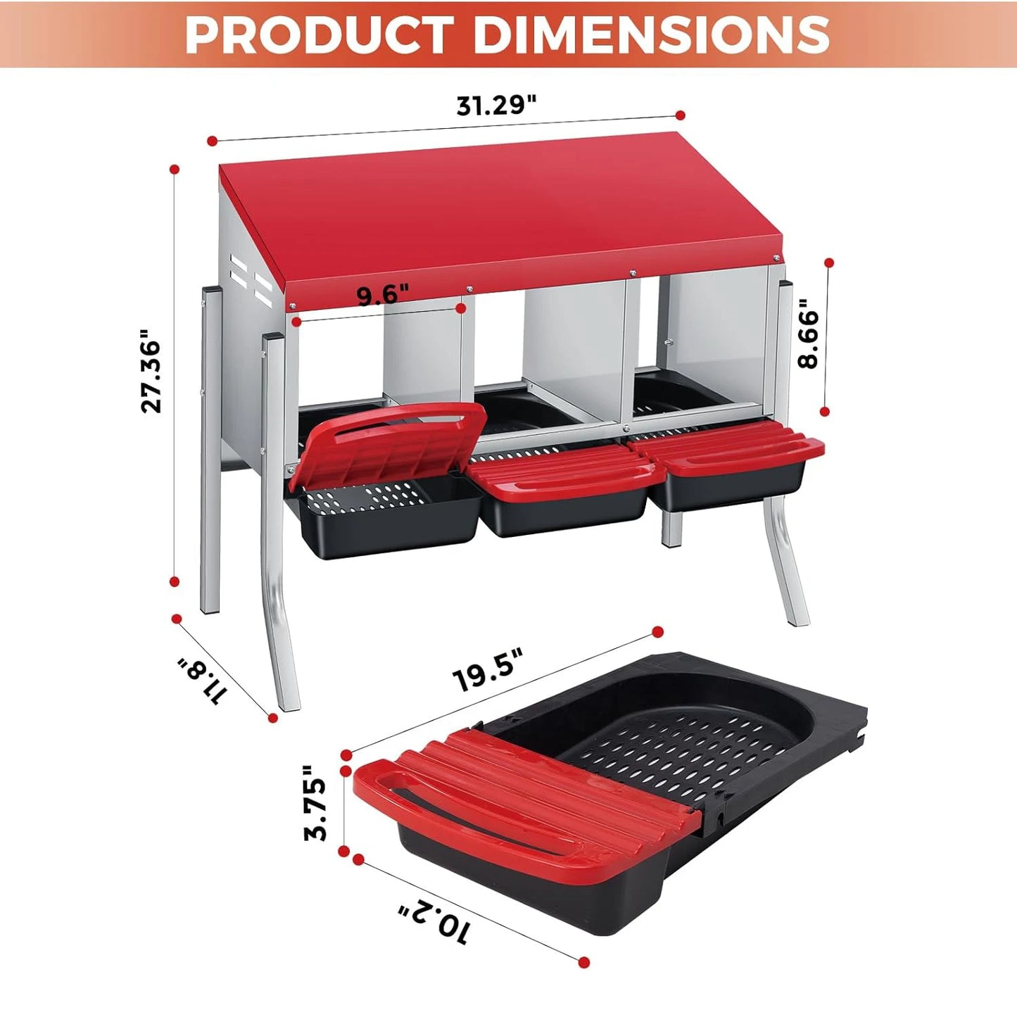 Automatic Rollout Metal Chicken Nesting Box With Collection Tray