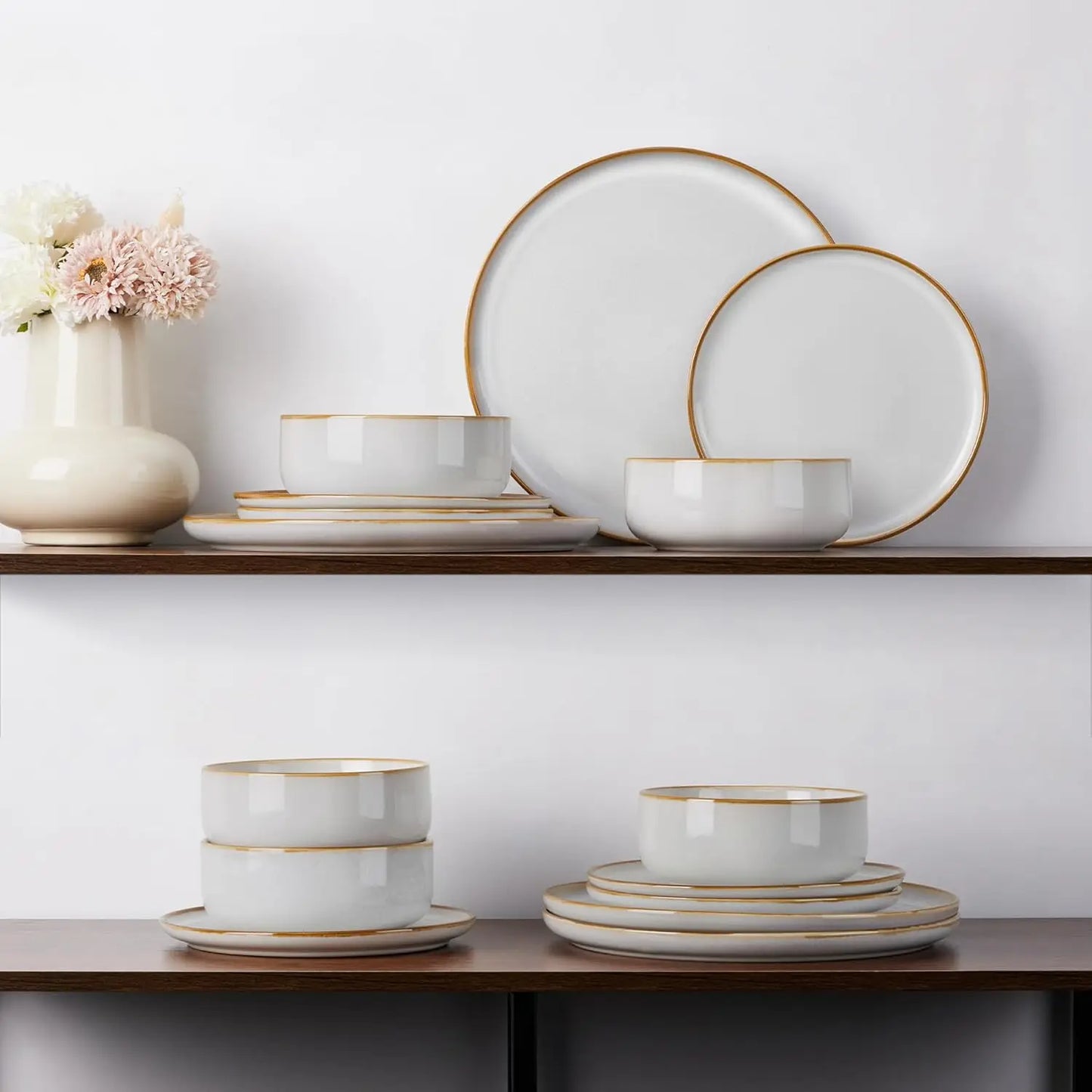 Stoneware Dinnerware Set For Four 12 Piece Reactive Glaze Dishes