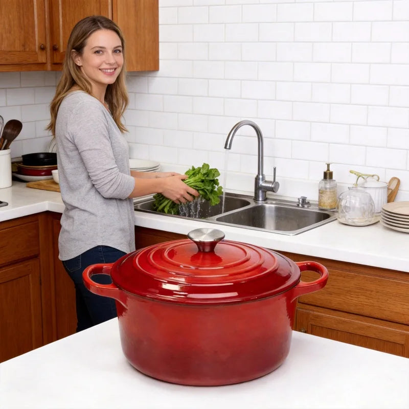 7-Qt Enameled Cast Iron Dutch Oven with Lid & Dual Handles