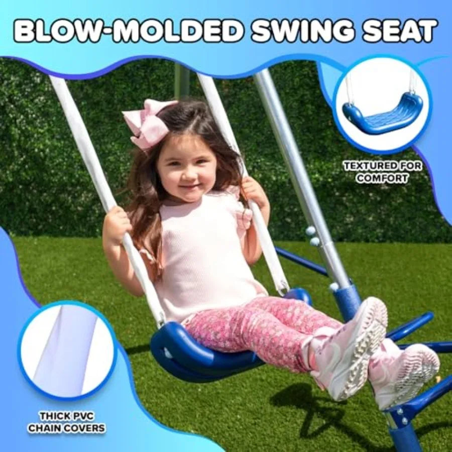 Outdoor Kids Swing Set With Teeter Totter and Slide