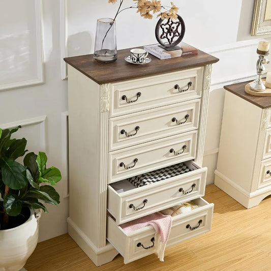 Farmhouse Dresser With Five Drawers For Bedroom Hallway Storage