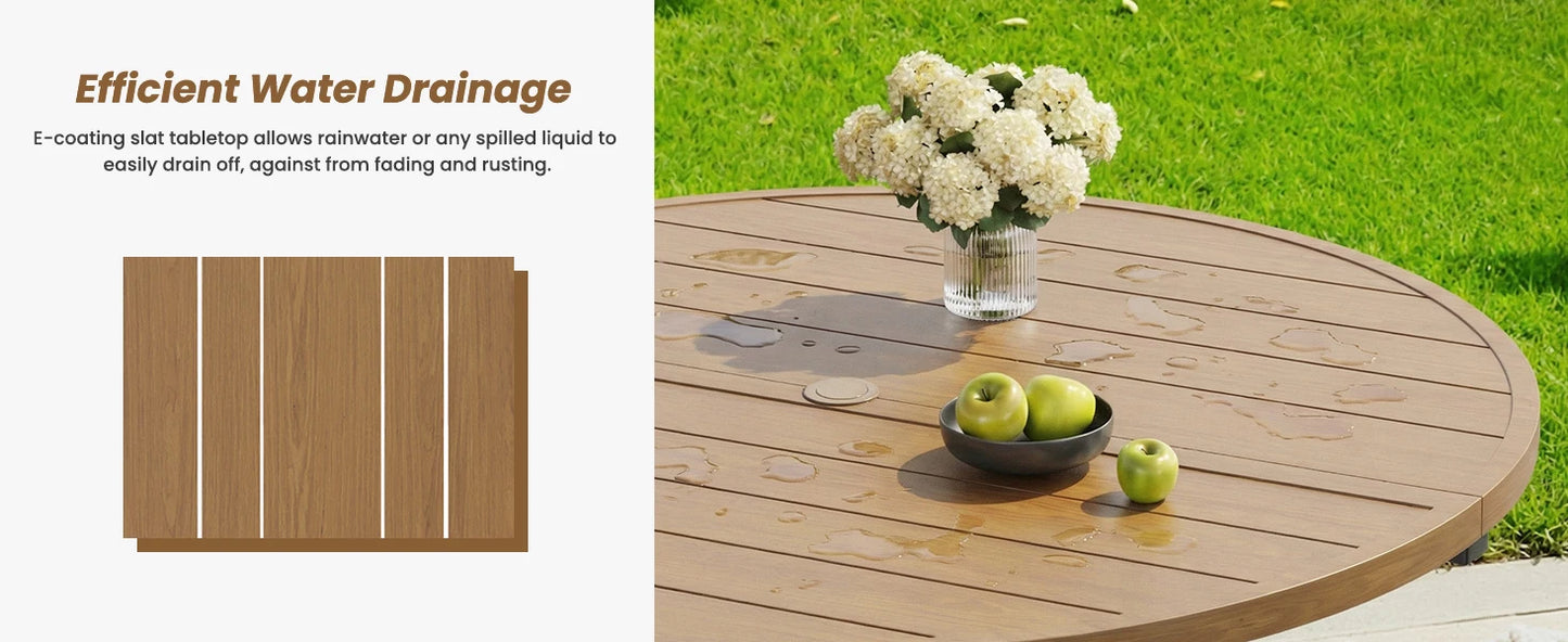 41-Inch Round Metal Patio Dining Table with Umbrella Hole