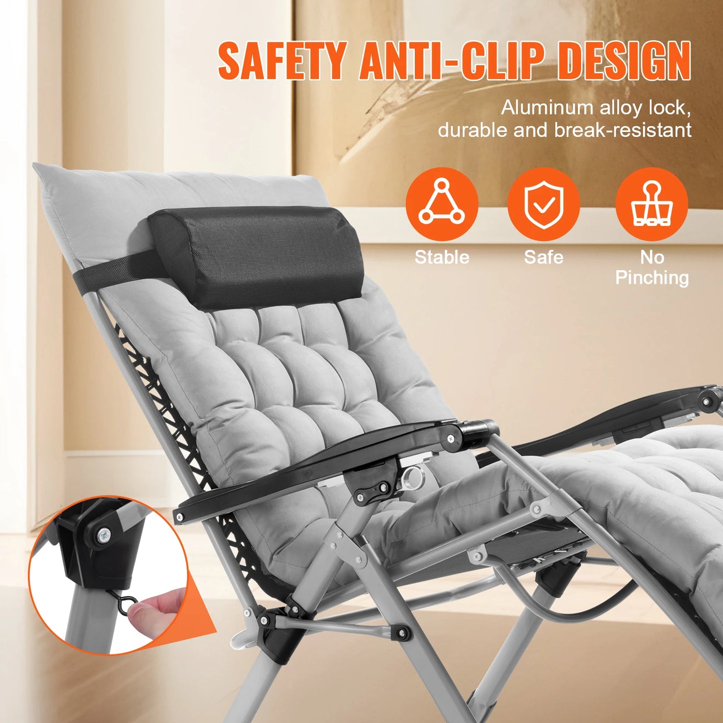 SucceBuy Zero Gravity Lounge Chair With Adjustable Recline And Cupholder