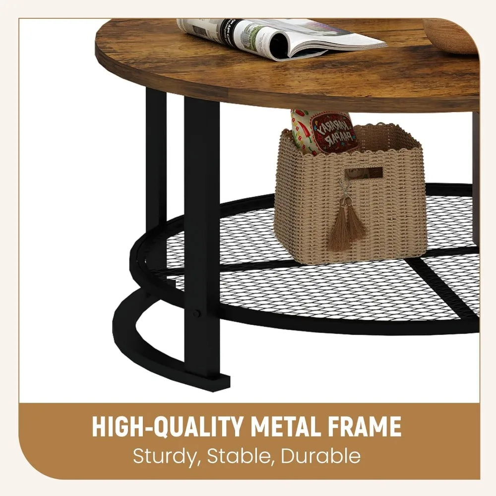 Round Coffee Table Set End Tables Modern Living Room