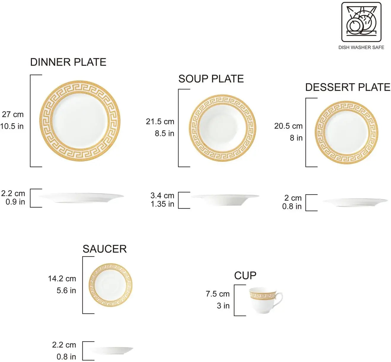 Vintage Gold Greek Key Dinnerware Set for Elegant Dining