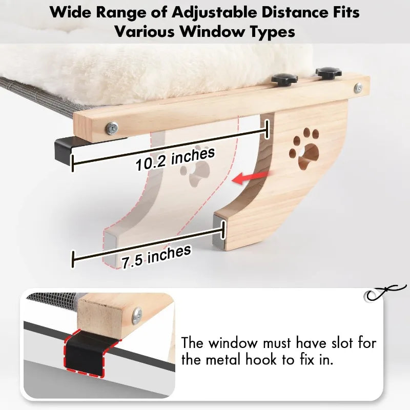 Cat Window Sill Perch Hammock With Cushion Bed Frame