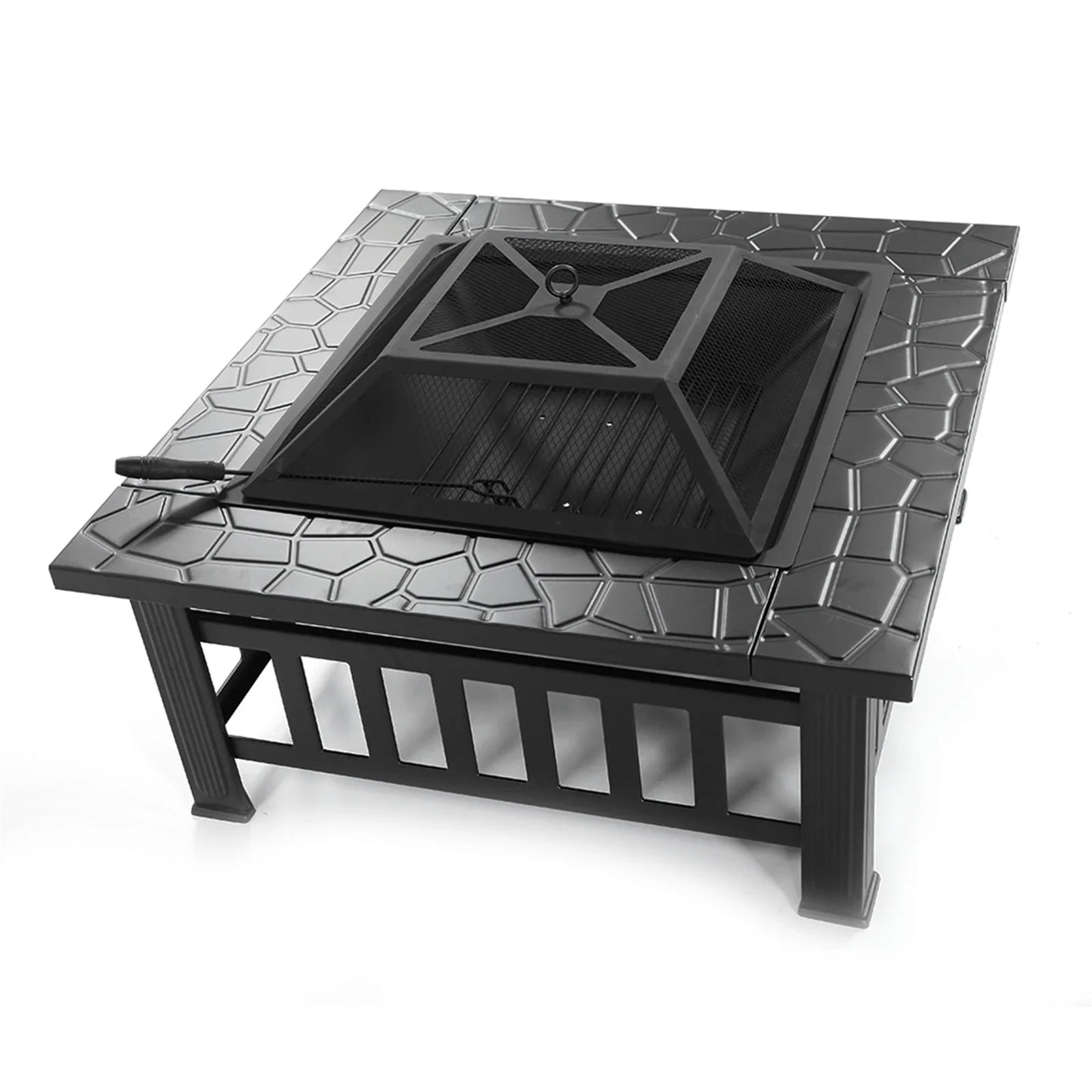 Portable Metal Fire Pit For Courtyard Patio With Accessories Kit