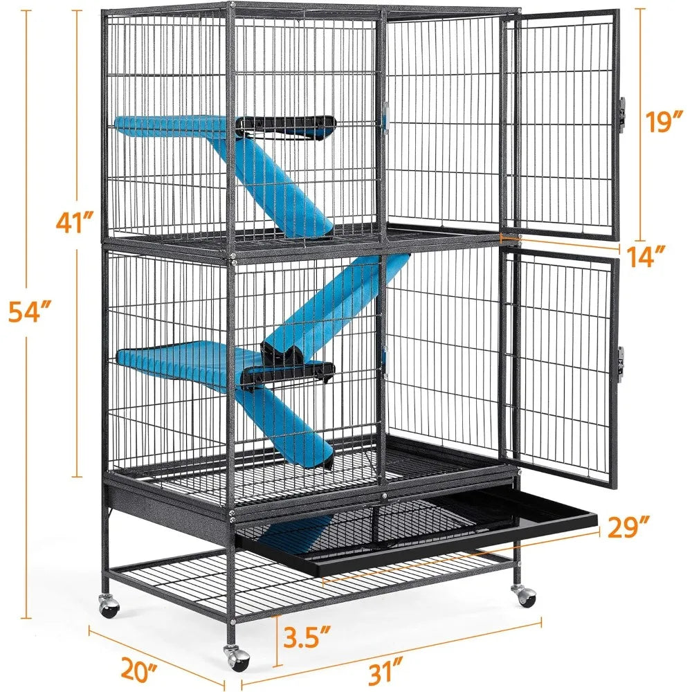 Two Story Rolling Metal Critter Cage For Small Pets
