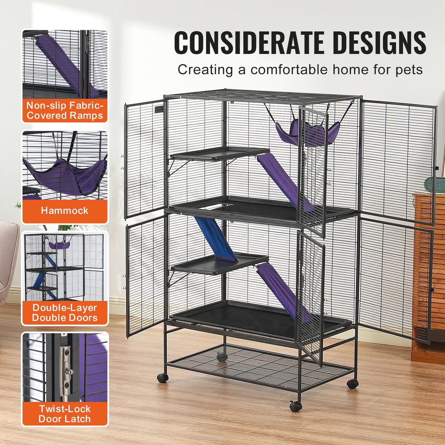 Rolling Metal Ferret Cage With Four Tier Critter Nation Habitat