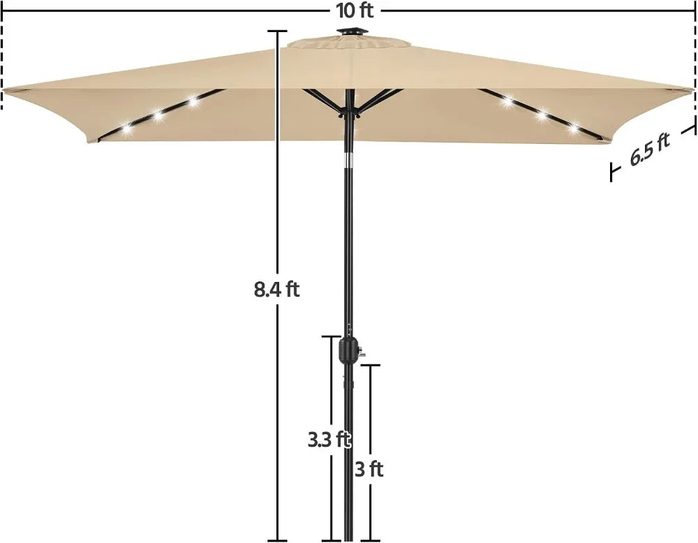Solar Powered LED Patio Umbrella With Push Button Tilt Crank