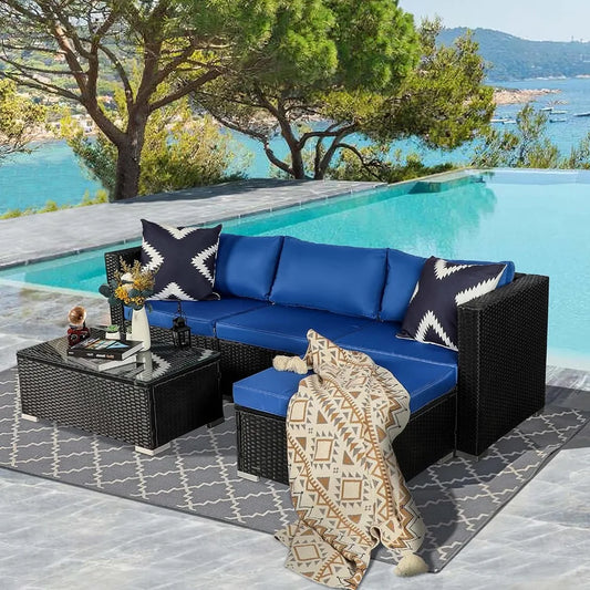 Modern Outdoor Rattan Patio Furniture Set Five Piece