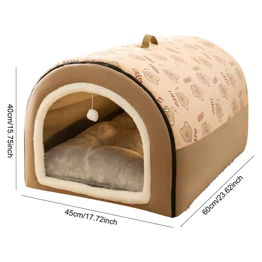 Cozy Plush Dog Nest Bed With Detachable Cover For Pets
