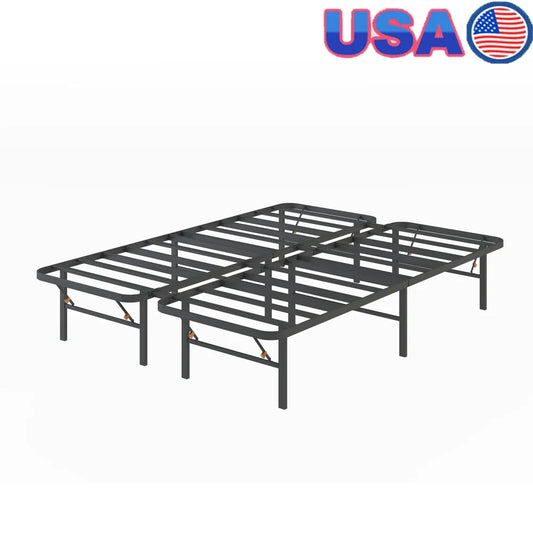 Sturdy Steel Platform Bed Frame With Foldable Storage Easy Assembly
