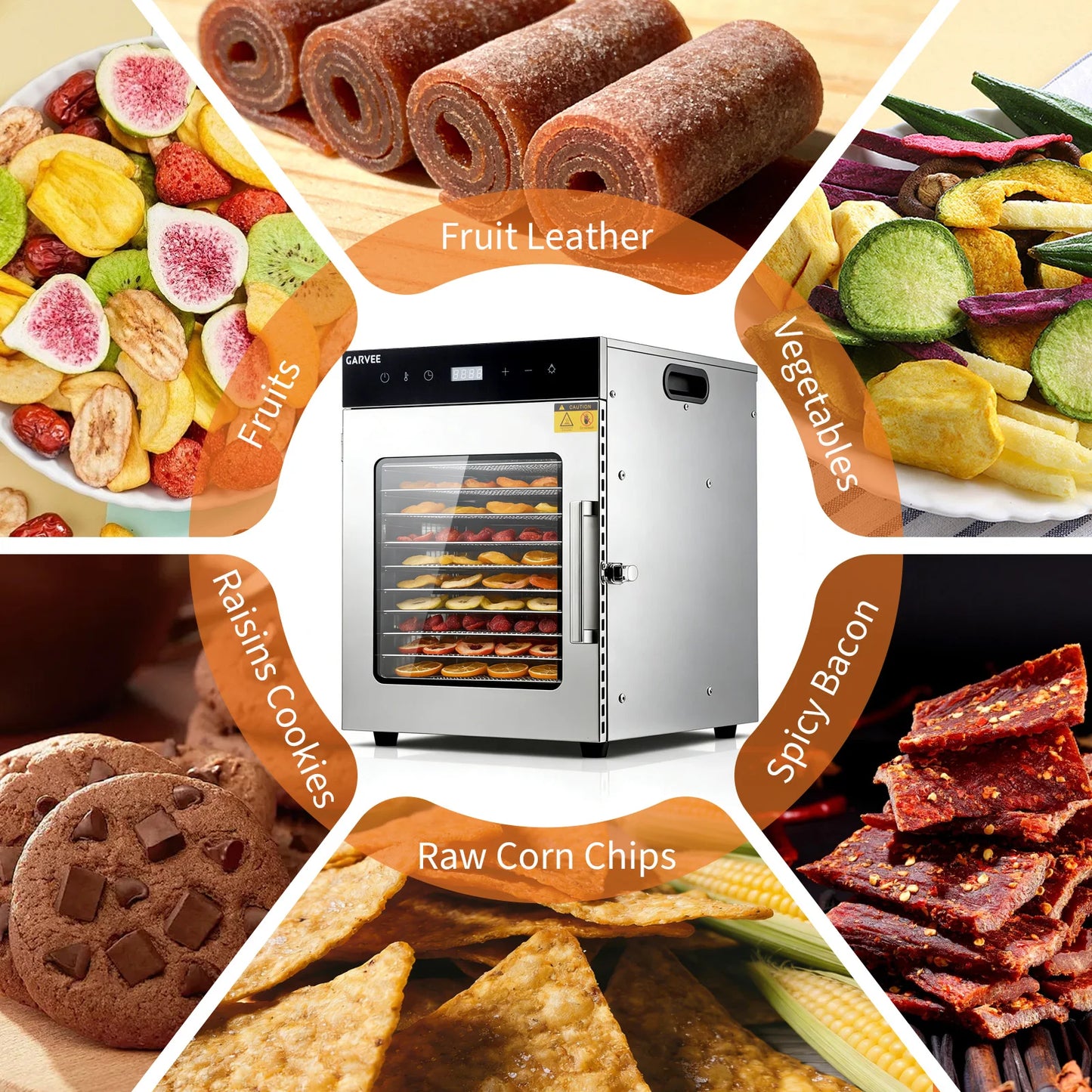 Stainless Steel Digital Food Dehydrator with 10 or 12 Trays