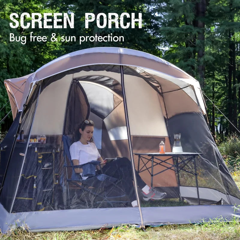 Family Camping Tent with Screen Room and Water Resistant Design