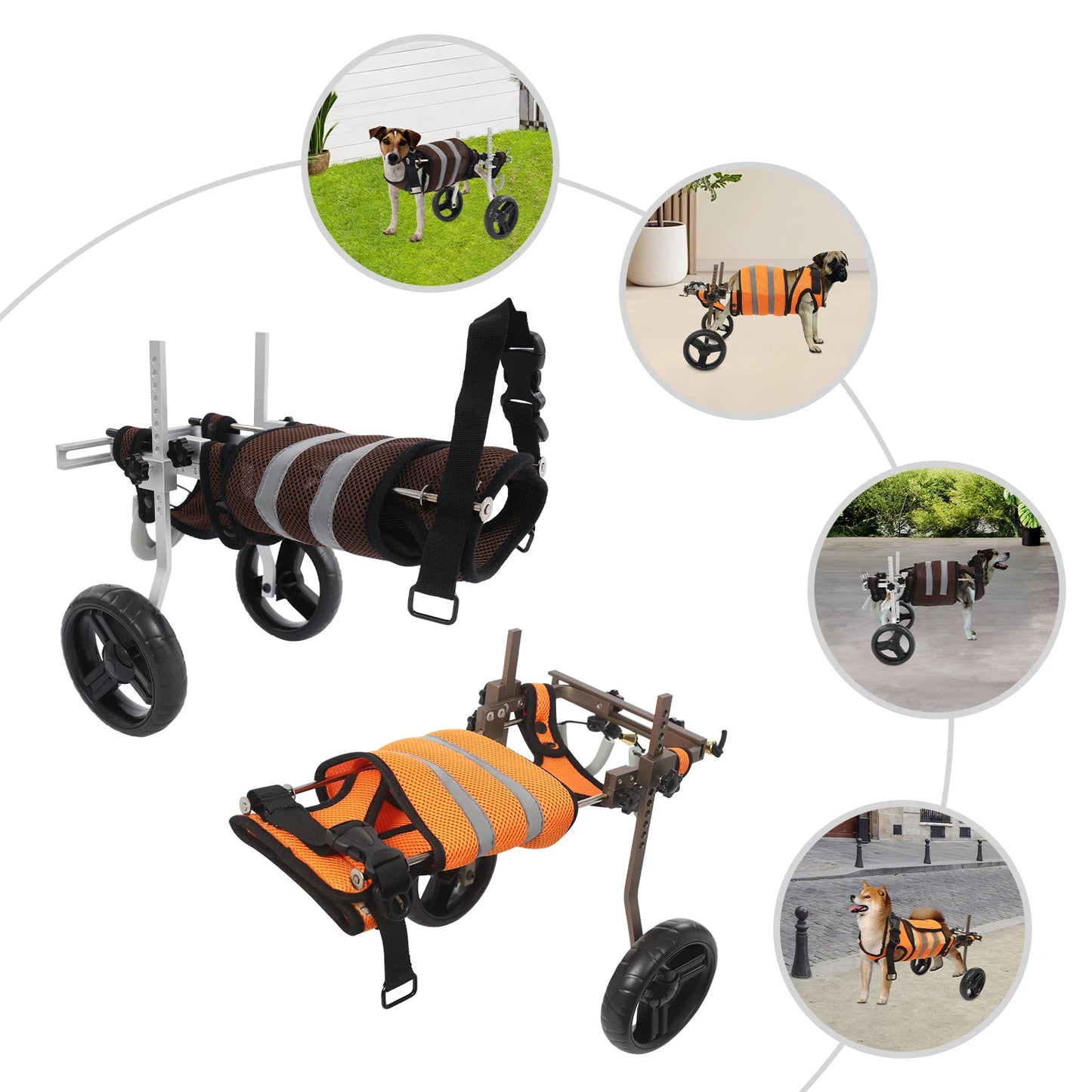 Adjustable Pet Wheelchair For Back Legs Aluminum Frame