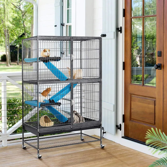 Two Story Rolling Metal Critter Cage For Small Pets