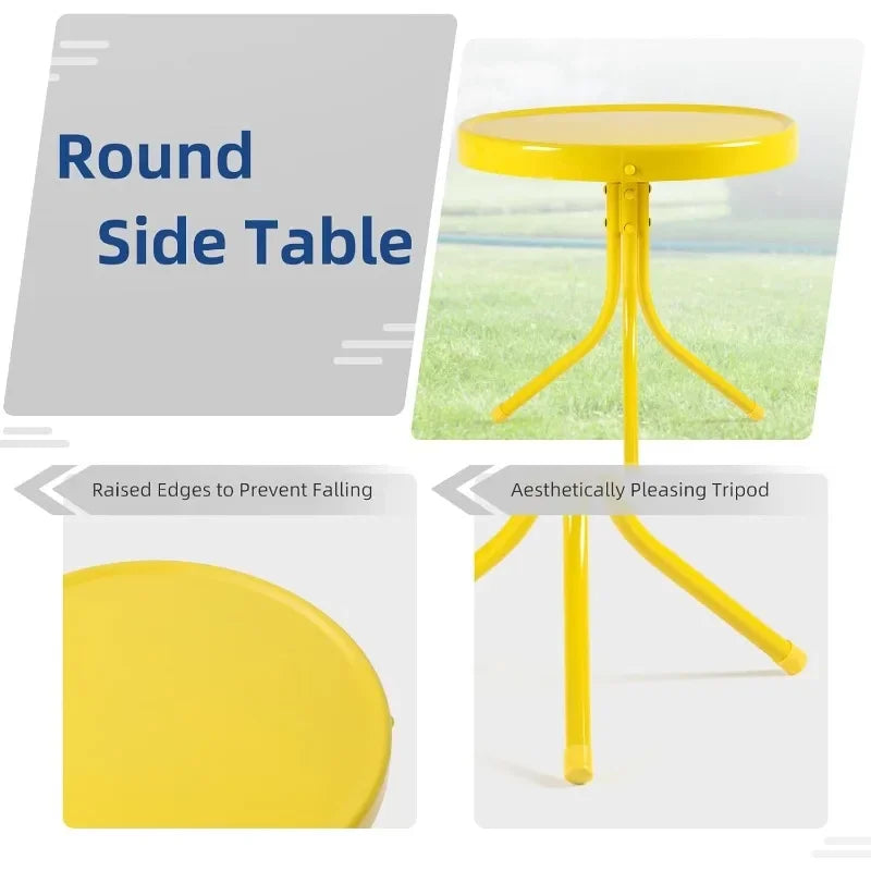 Retro Metal Patio Bistro Set With C-Spring Armchairs And Table