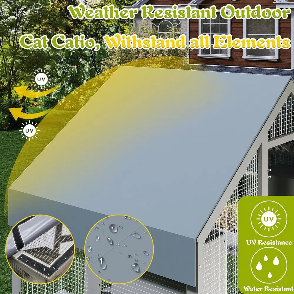 Outdoor Catio Enclosure For Multiple Cats With Weatherproof Roof