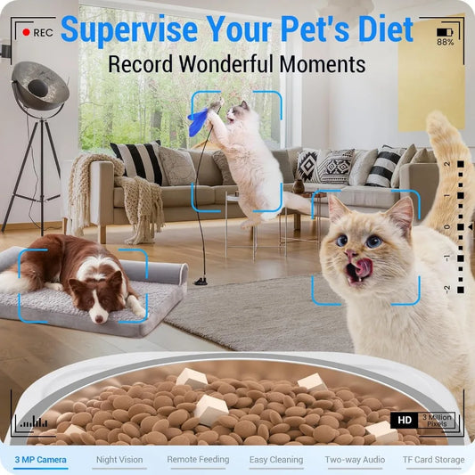 Smart Pet Feeder With Camera For Cat And Dog Feeding