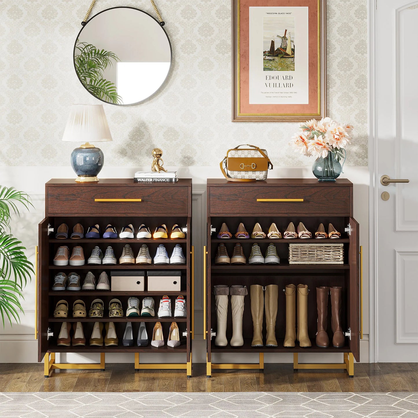 Tribesigns Modern Shoe Cabinet With Doors And Drawer Organizer
