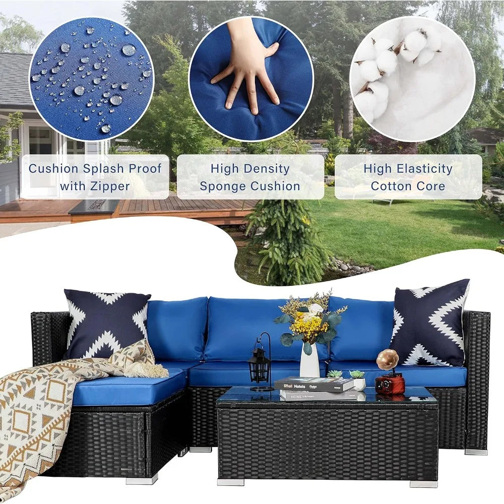 Modern Outdoor Rattan Patio Furniture Set Five Piece