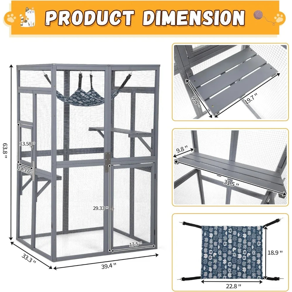 Enhanced Outdoor Cat Enclosure With Indoor Patio And Window Access