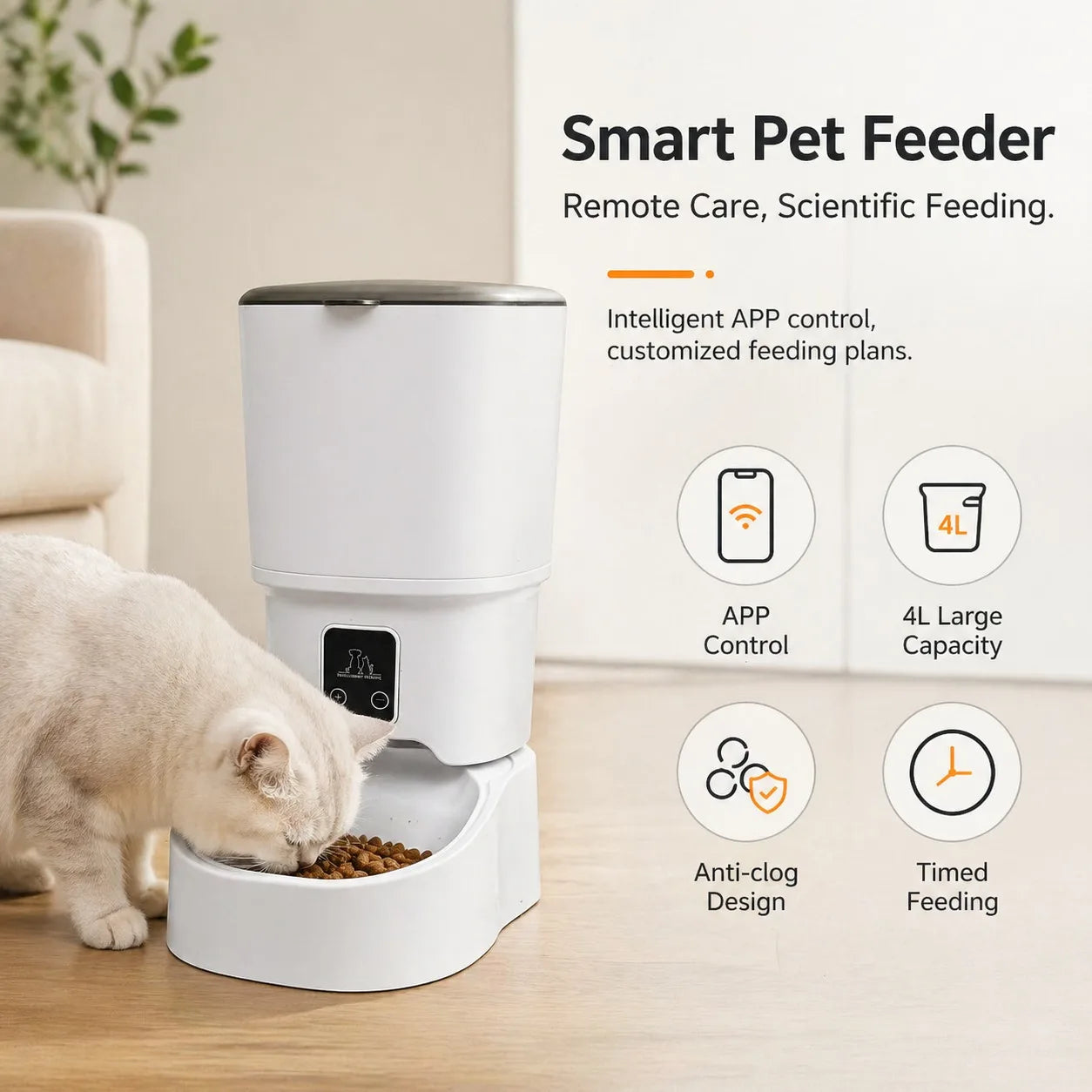 4L Smart Automatic Pet Feeder with App Control