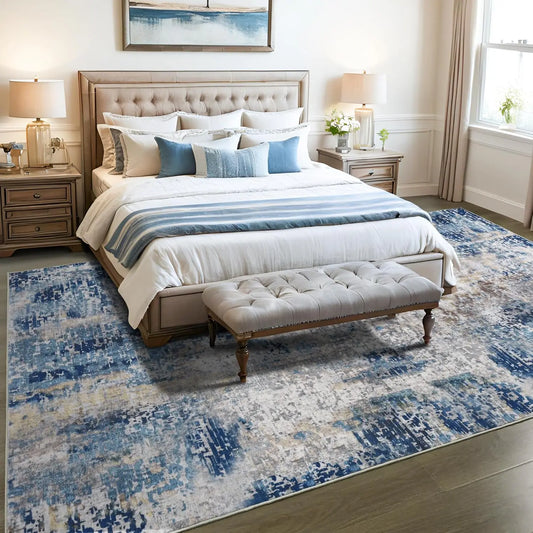 Modern Abstract Soft Non Slip Machine Washable Area Rug