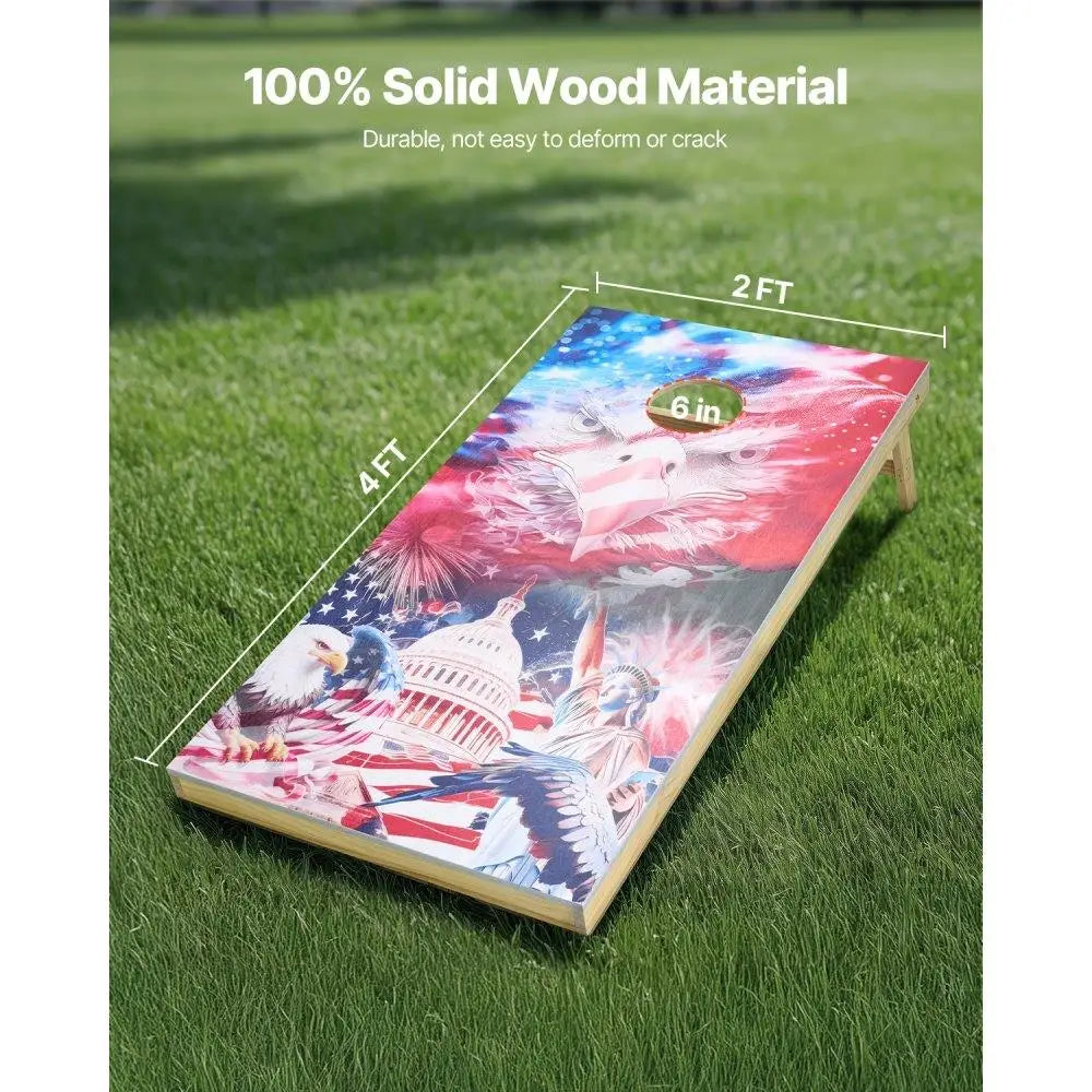4x2ft Portable Cornhole Game Board Set with 8 Bean Bags and Carrying Case Outdoor Toss Game Ideal for Parties and Events