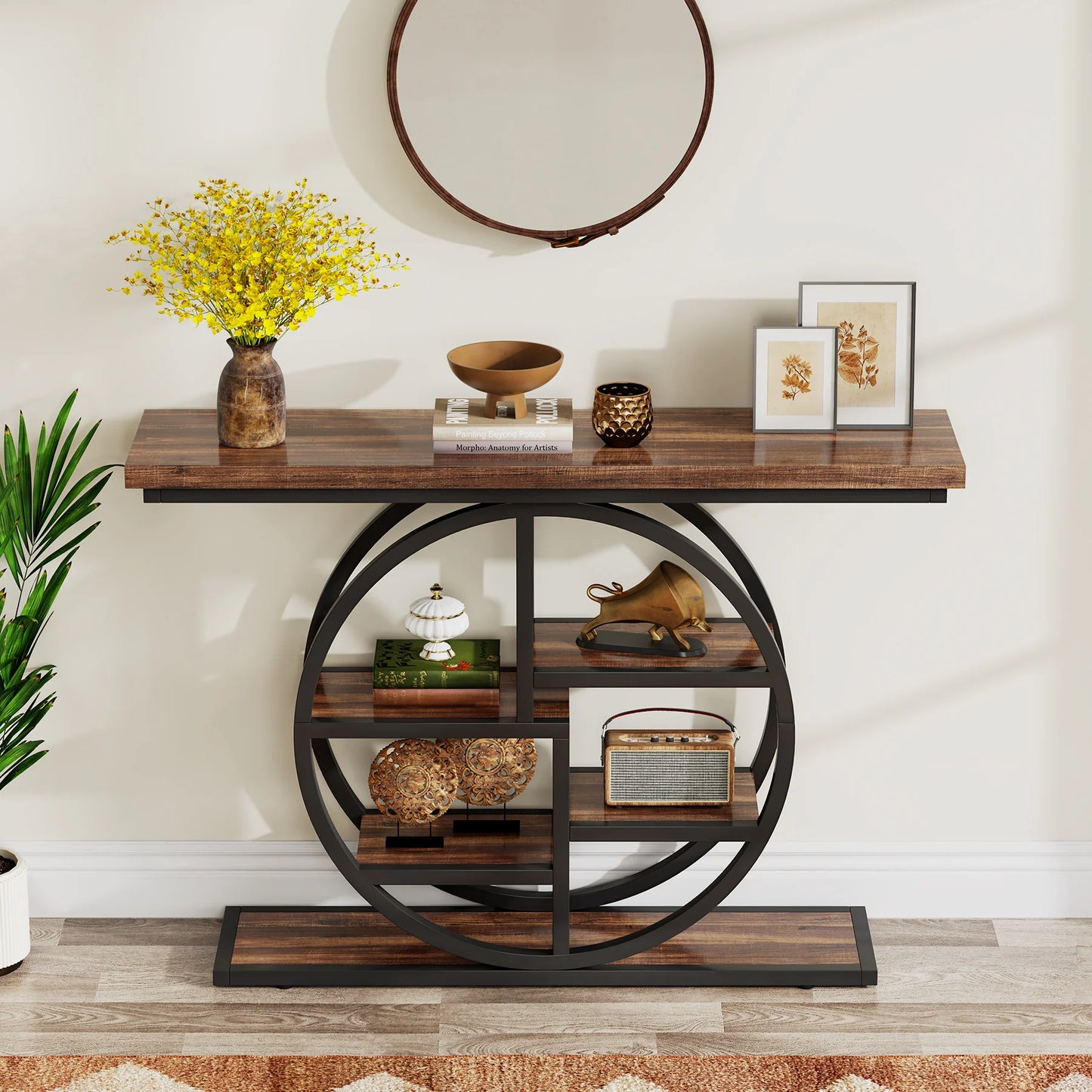Industrial Console Table For Narrow Entryway Hallway Thick Top