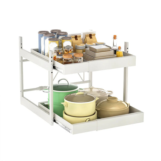 2 Tier Under Sink Sliding Cabinet Organizer for Kitchen Bathroom