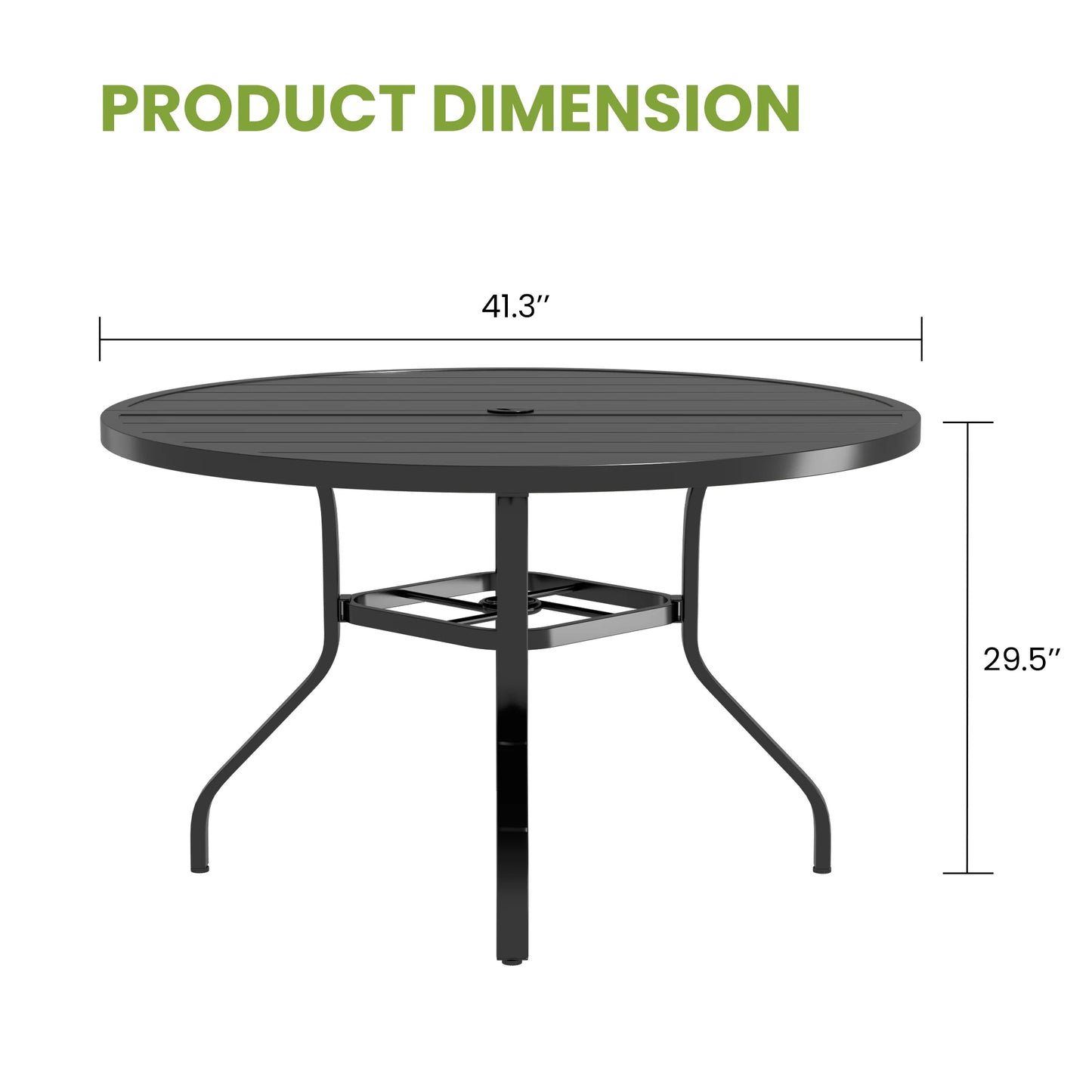 Round Outdoor Patio Dining Table With Umbrella Hole Iron