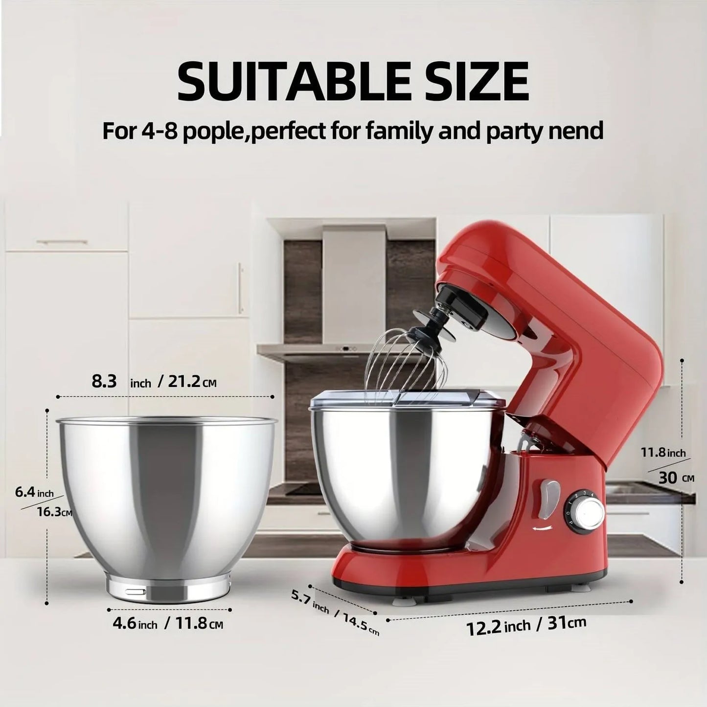 Cheftronic 4.5-Quart Tilt-Head Stand Mixer with 6 Speeds
