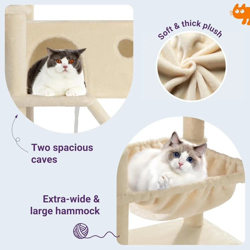 Multi Level Cat Tree With Condo Hammock And Scratching Post