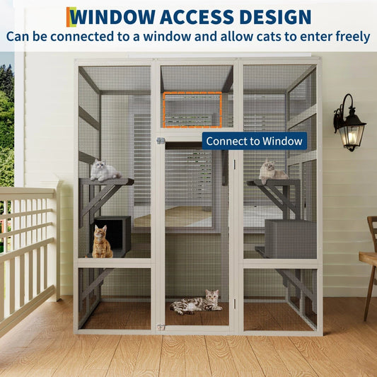 Waterproof Walk In Catio With Multi Platform Shelters