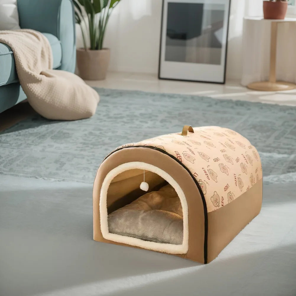 Cozy Plush Dog Nest Bed With Detachable Cover For Pets