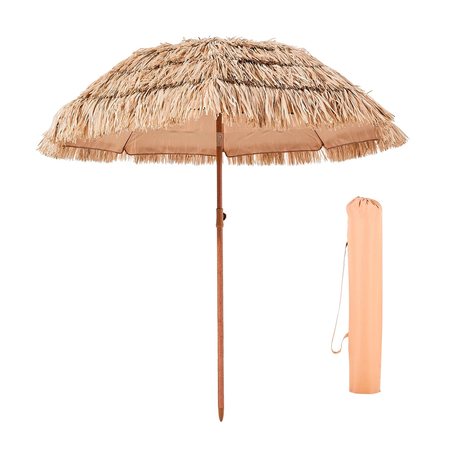 SucceBuy Tiki Umbrella Thatched Patio Umbrella with Durable PP Thatch and Metal Ribs Grass Pool Umbrellas for Beach Garden Patio