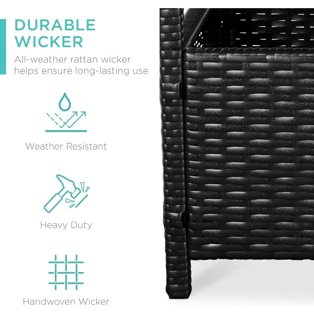 Wicker Outdoor Side Table With Umbrella Hole UV-Resistant